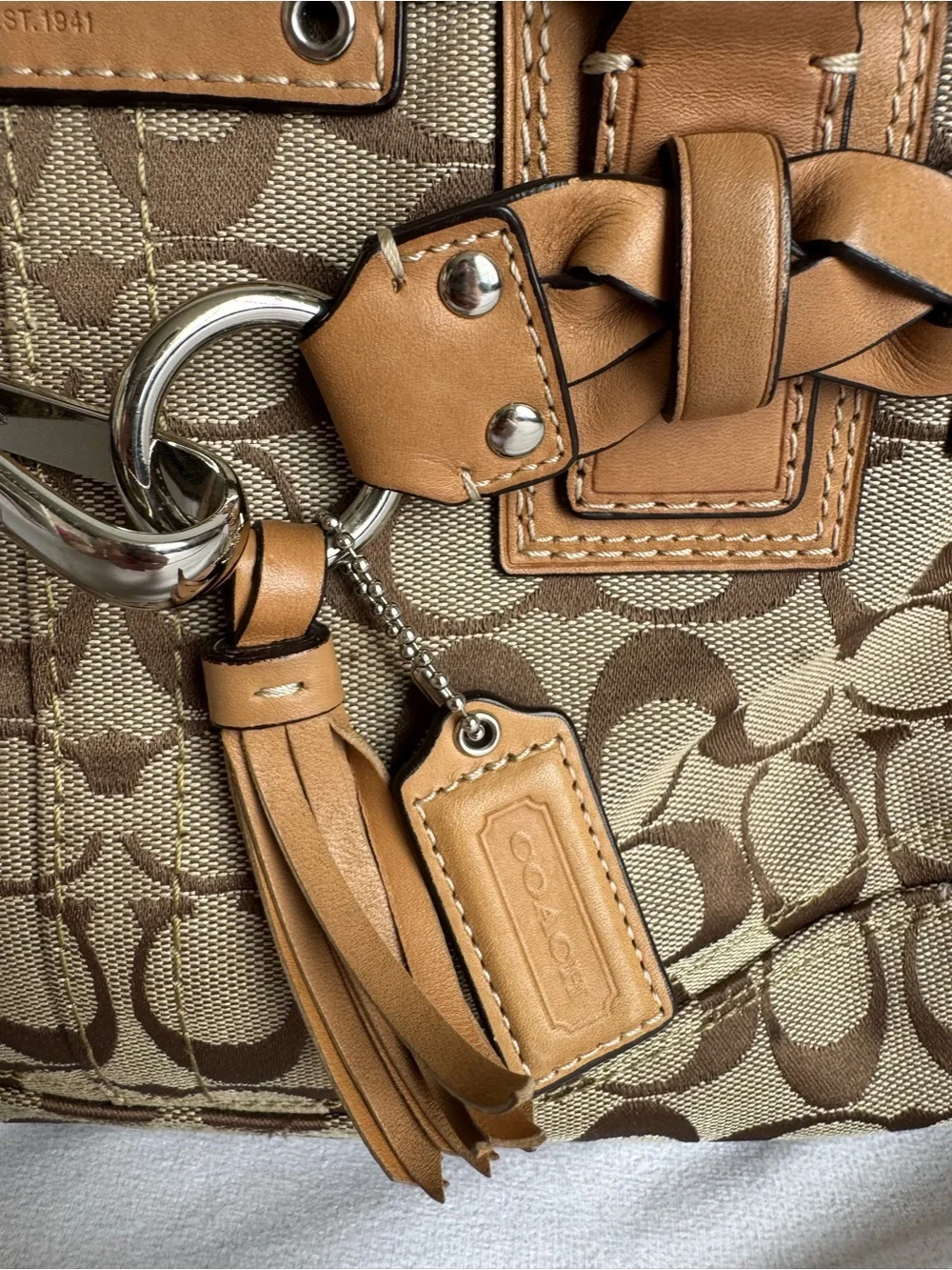 Coach Hamptons Signature Canvas Carryall F13065 signature C brown tan vintage